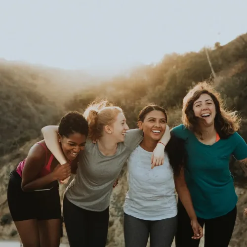group of women hiking